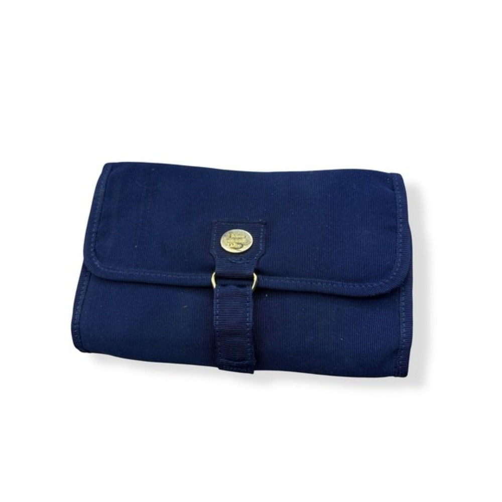 Christian Dior Navy Blue Nylon Clutch with Gold Accent and Built-in Mirror Vtg - Picture 1 of 5